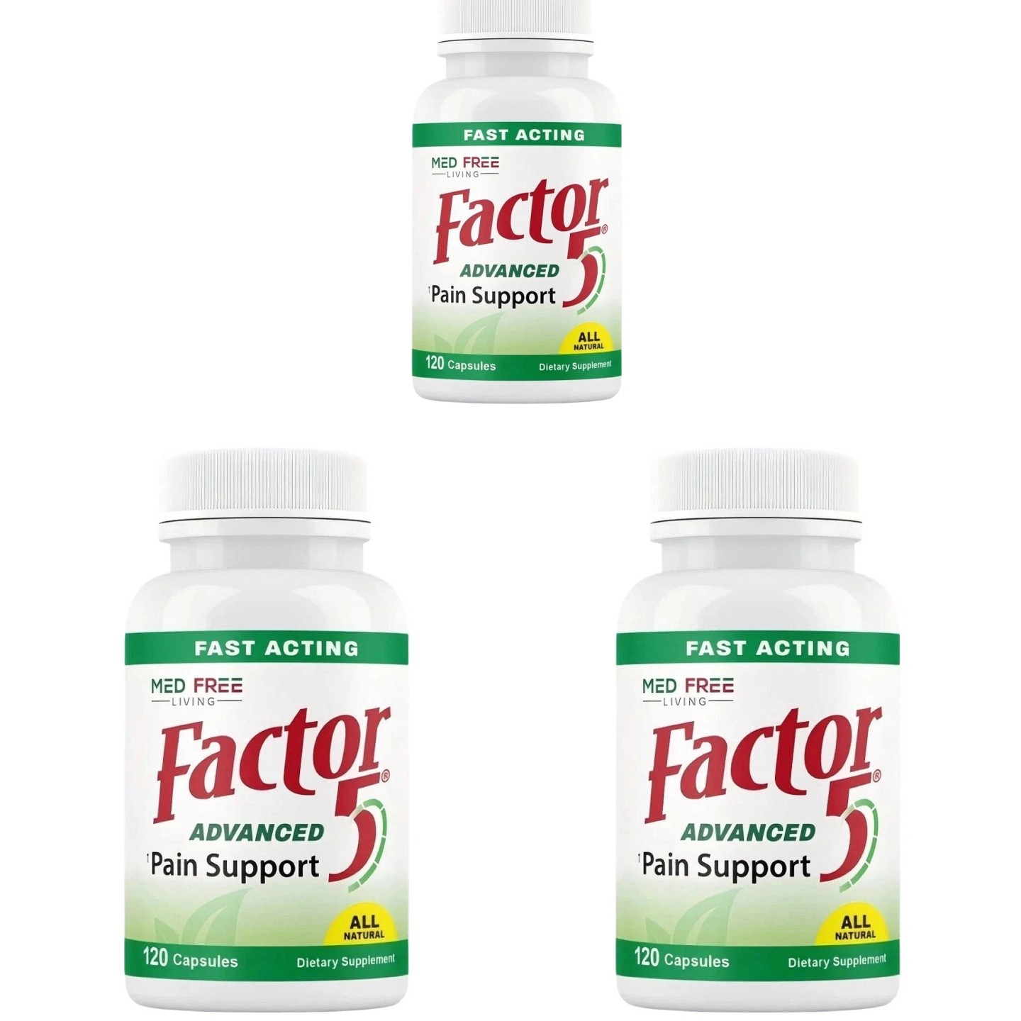 3PC Med Free Living Factor 5 Organic Joint & Muscle Support Complex 120 Capsules