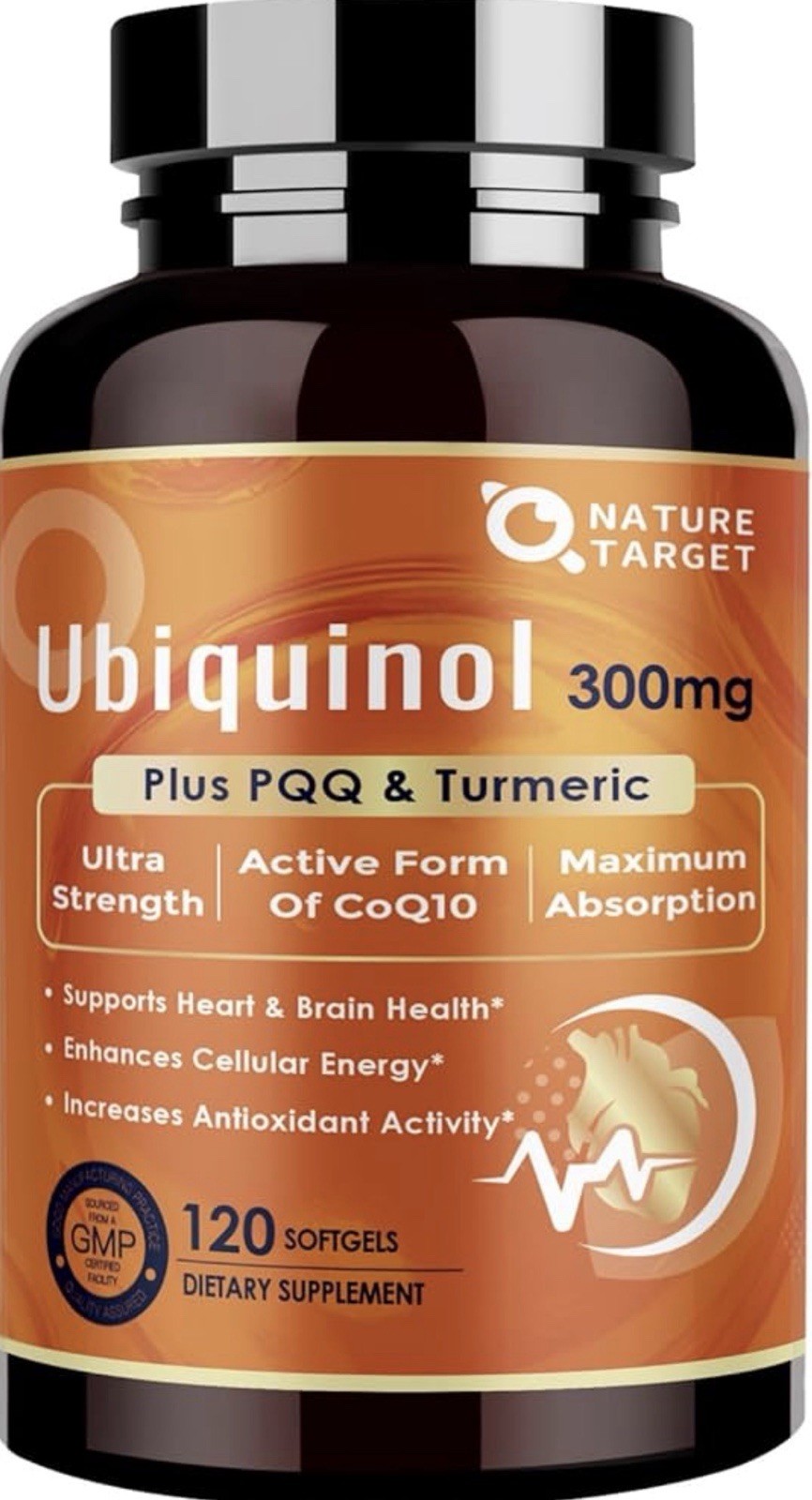 Ubiquinol CoQ10 300mg Softgels for Heart Health & Energy, 120 Count