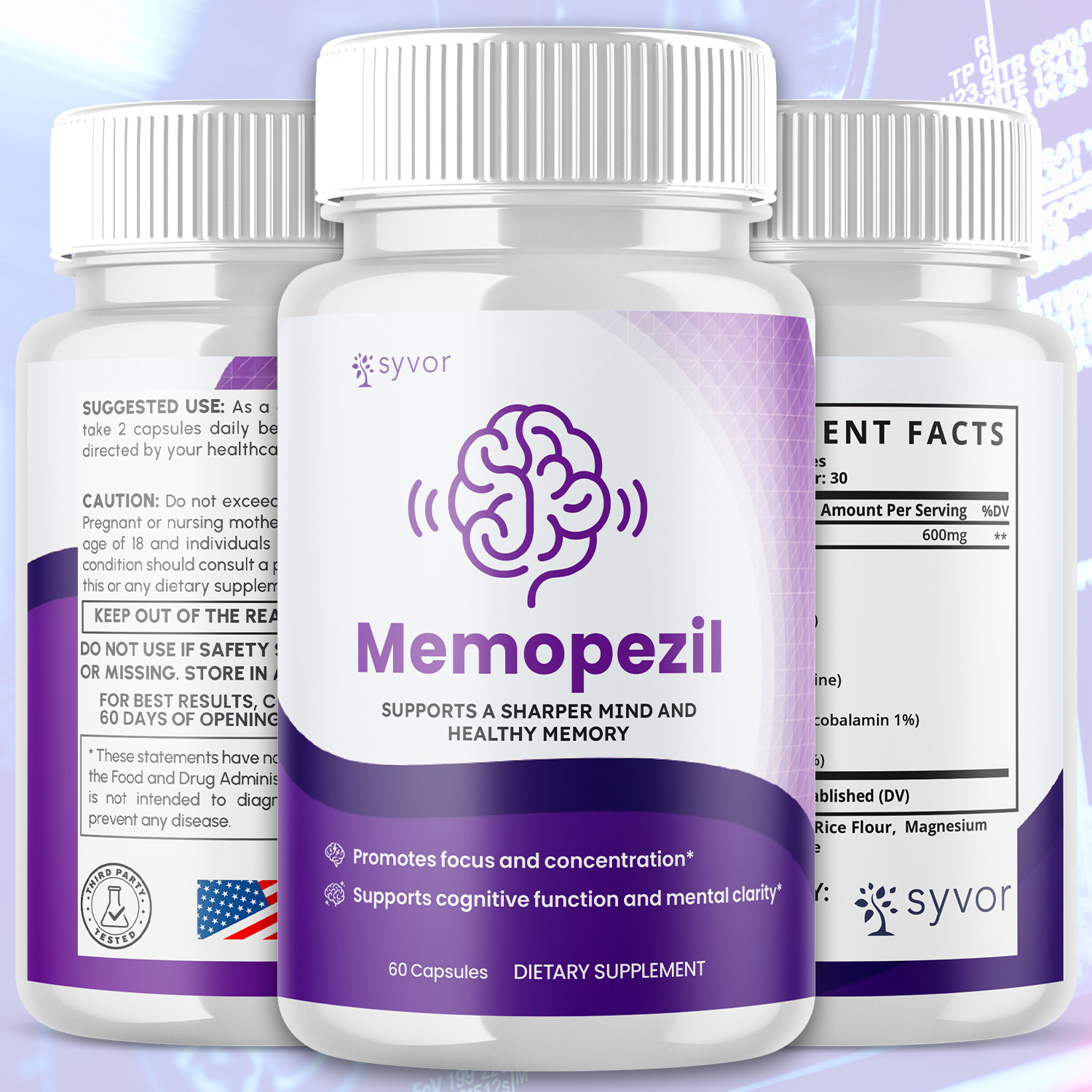 (5 Pack) Memopezil Nootropic All Natural Brain Supplement Memo Pezil 300 Capsule