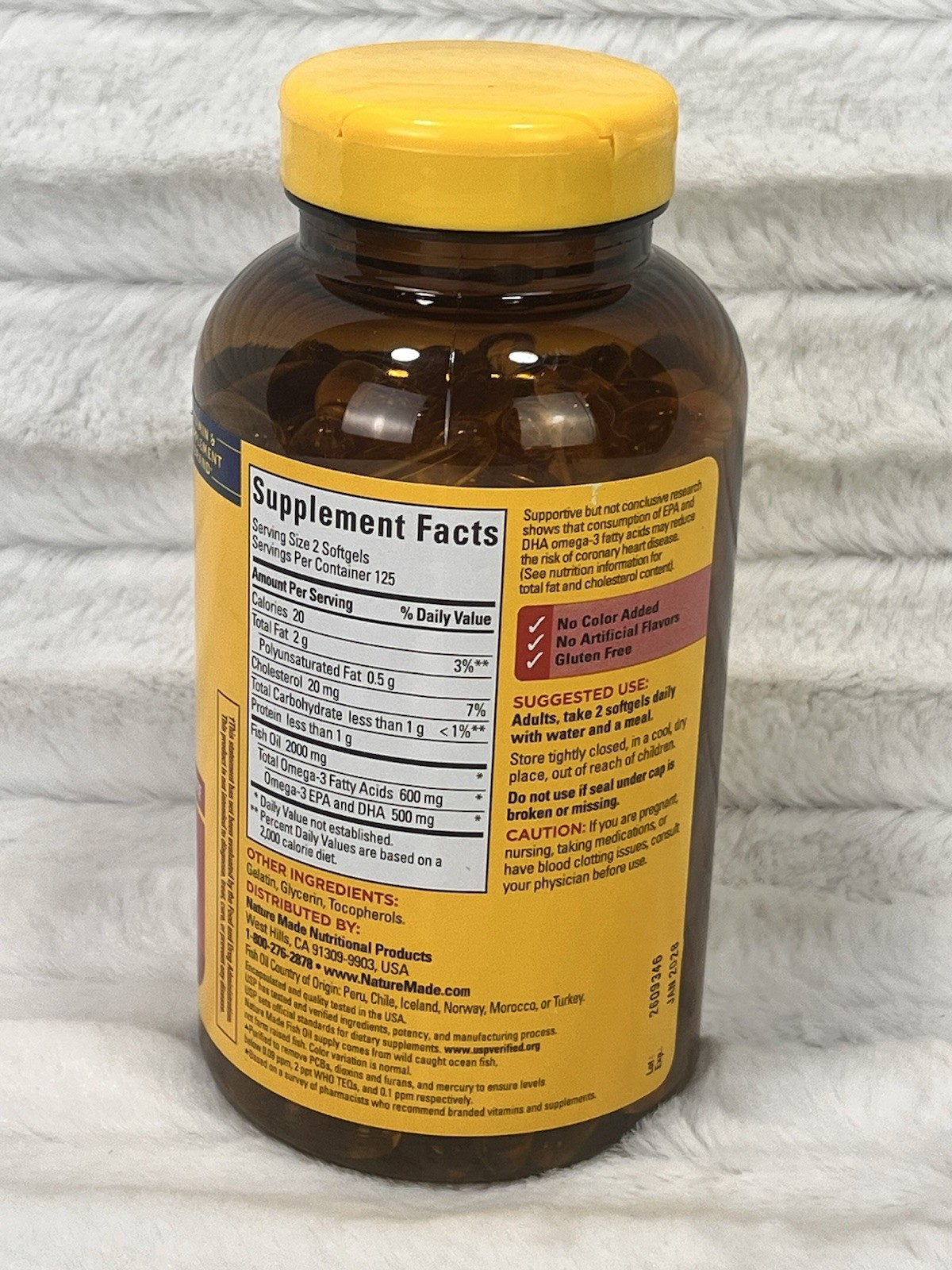 Nature Made Fish Oil 1000Mg 250 Softgels Heart Health Omega 3 Supplement 02/2028