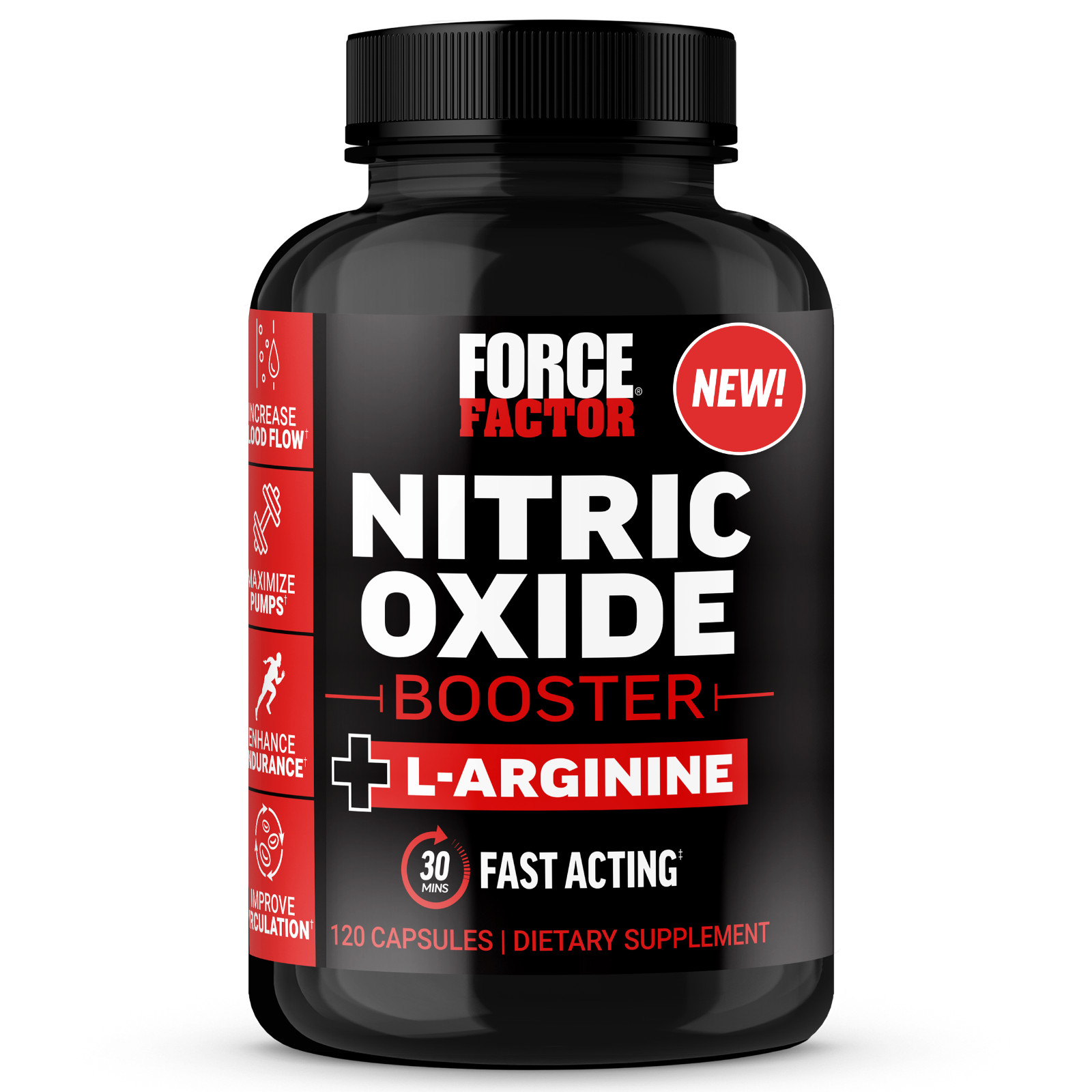 Force Factor Nitric Oxide Booster L-Arginine Muscle Pumps Endurance 120 Capsules