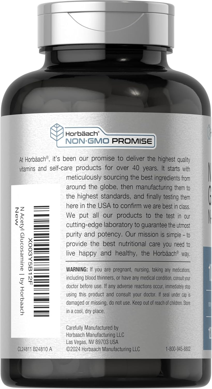 N-Acetyl Glucosamine 1000mg | 120 Capsules | Non-GMO, Gluten Free | N-A-G Suppl.