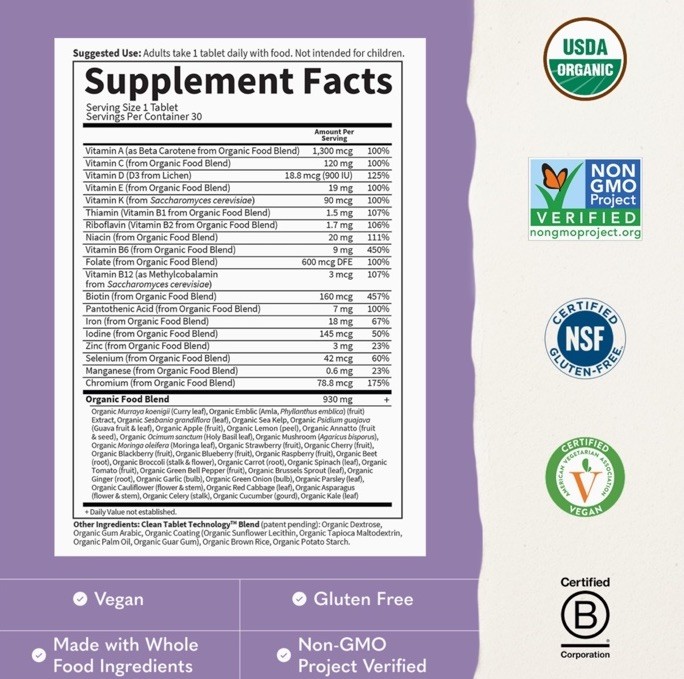 Garden of Life Organic Prenatal Multivitamin Supplement, 180 Tablets 02/2028