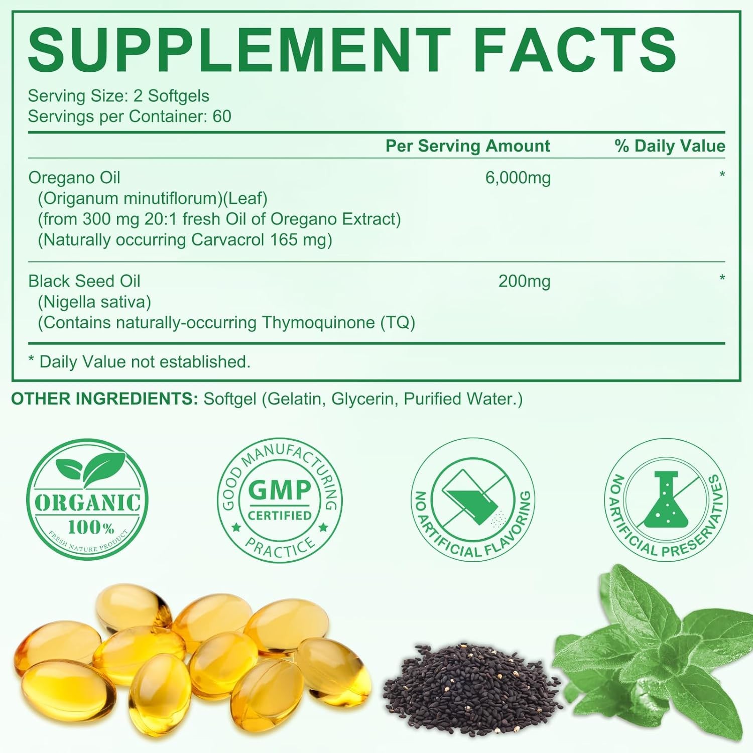 Resilia Oil Of Oregano With Black Seed Oil 6,000MG