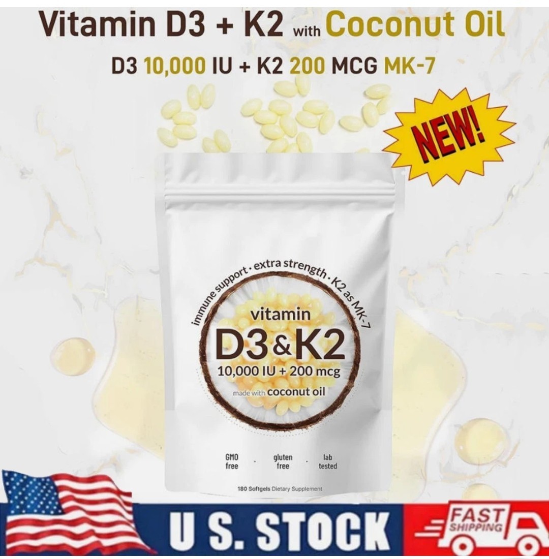 Micro Ingredients Vitamin D3 K2 Coconut oil 300 Softgels Dietary Supplement