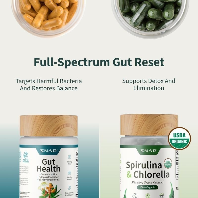Gut Health Detox Duo Spirulina Chlorella Digestive Immune Support