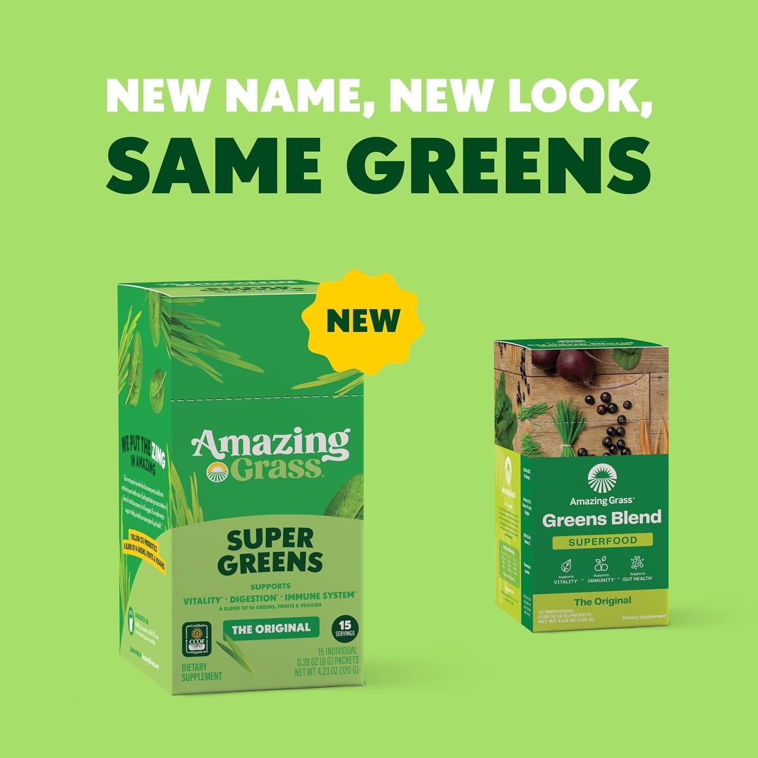 Amazing Grass Super Greens On-The-Go, 15 Packets, Organic Superfood, Travel Size