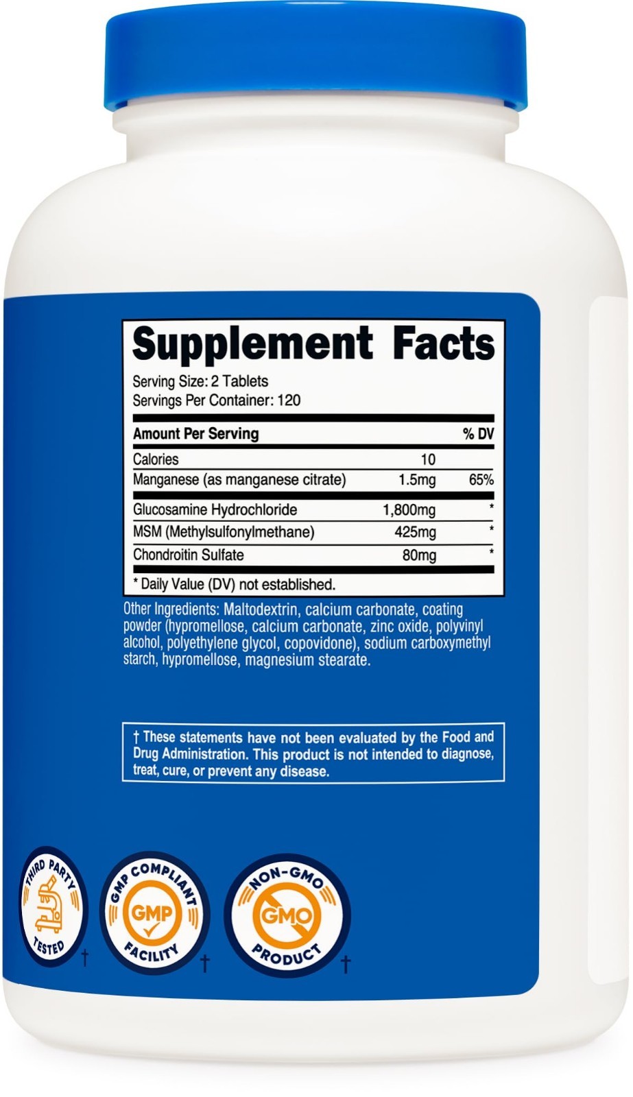 Glucosamine 1800mg with Chondroitin & MSM – 240 Tablets, Non-GMO, Gluten Free