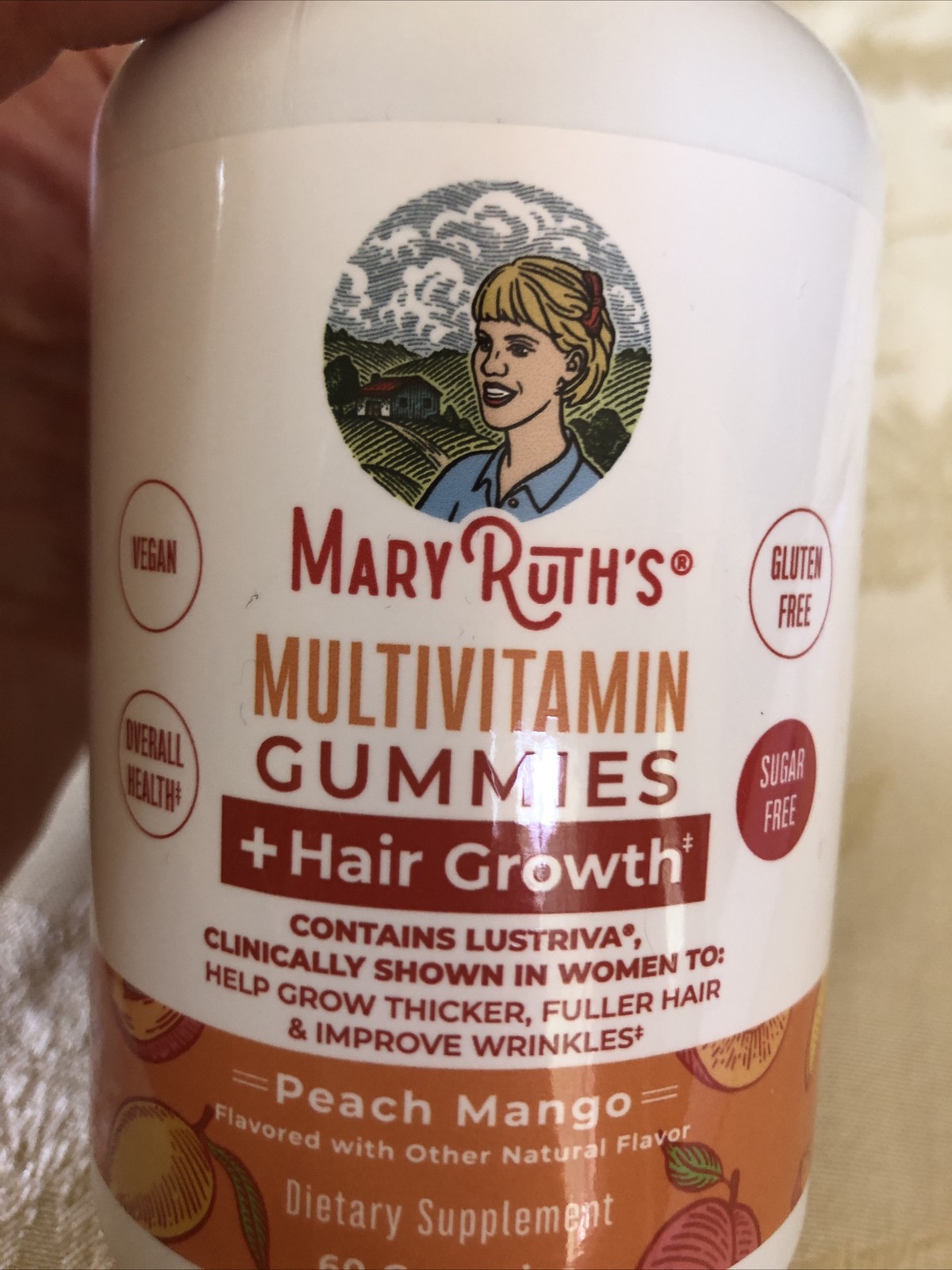 Mary Ruth’s Multivitamin Gummies + Hair Growth, Peach Mango, 60 Gummies