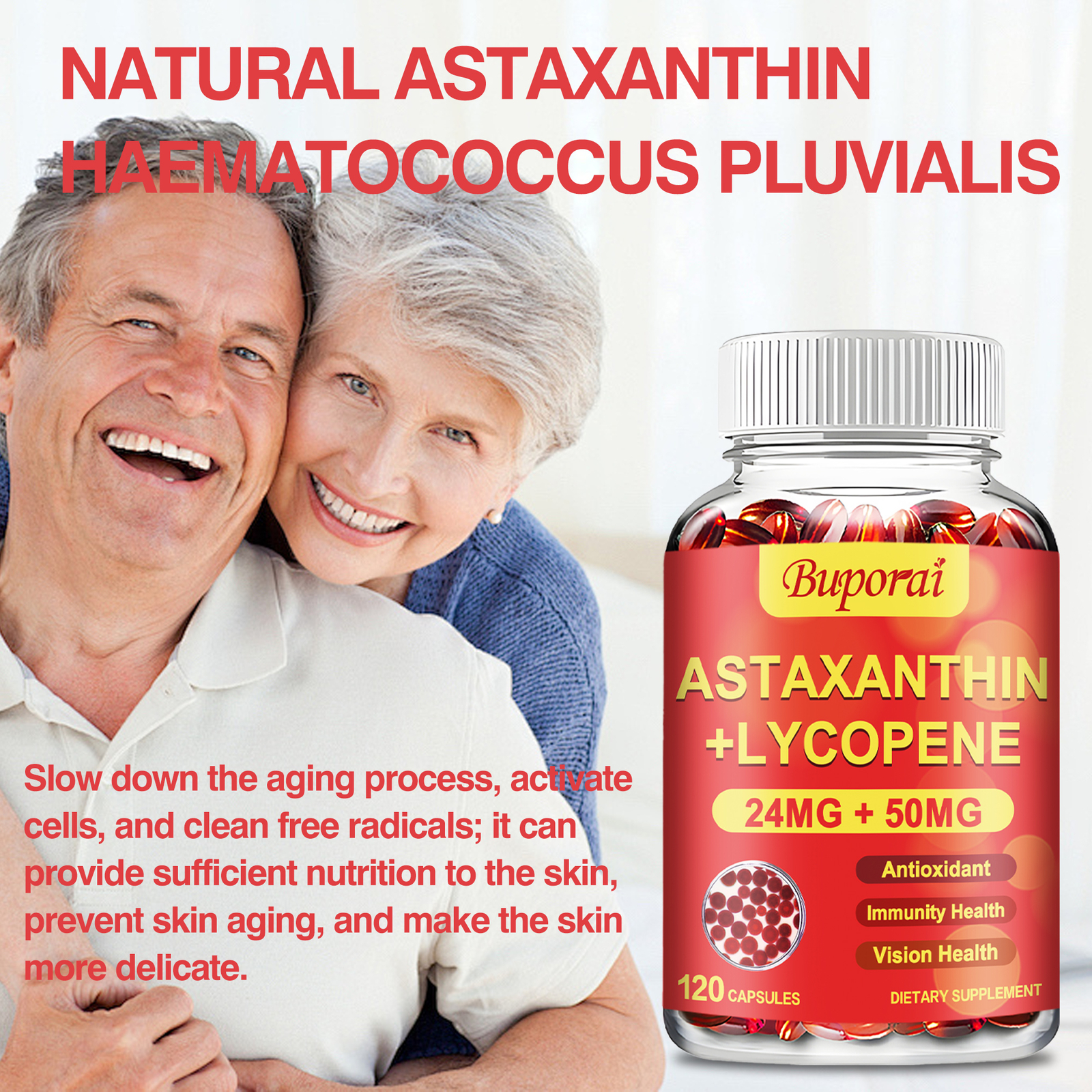 Astaxanthin +Lycopene – Support Eye & Heart Health, Immune Support, Antioxidant
