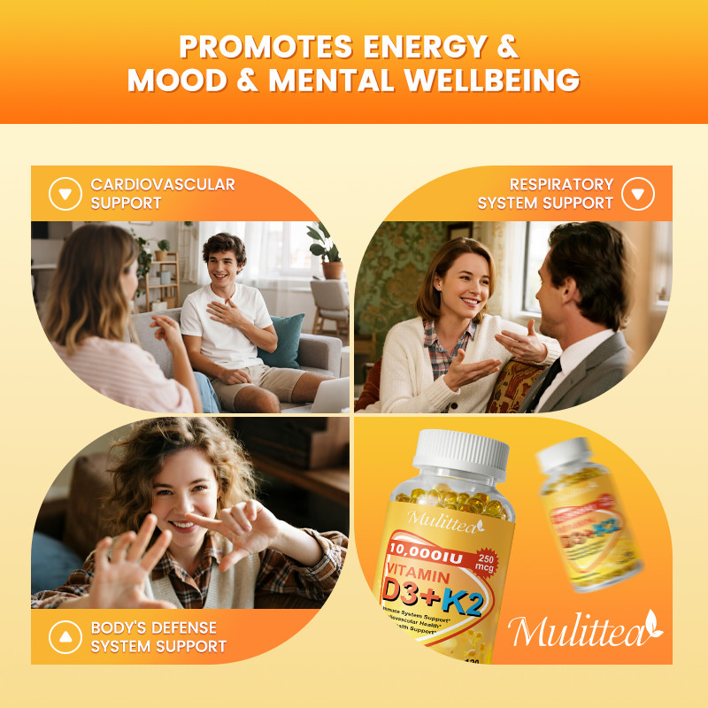 Vitamin K2 (MK7) with D3 10000 IU Supplement, BioPerine Capsules, Immune Health