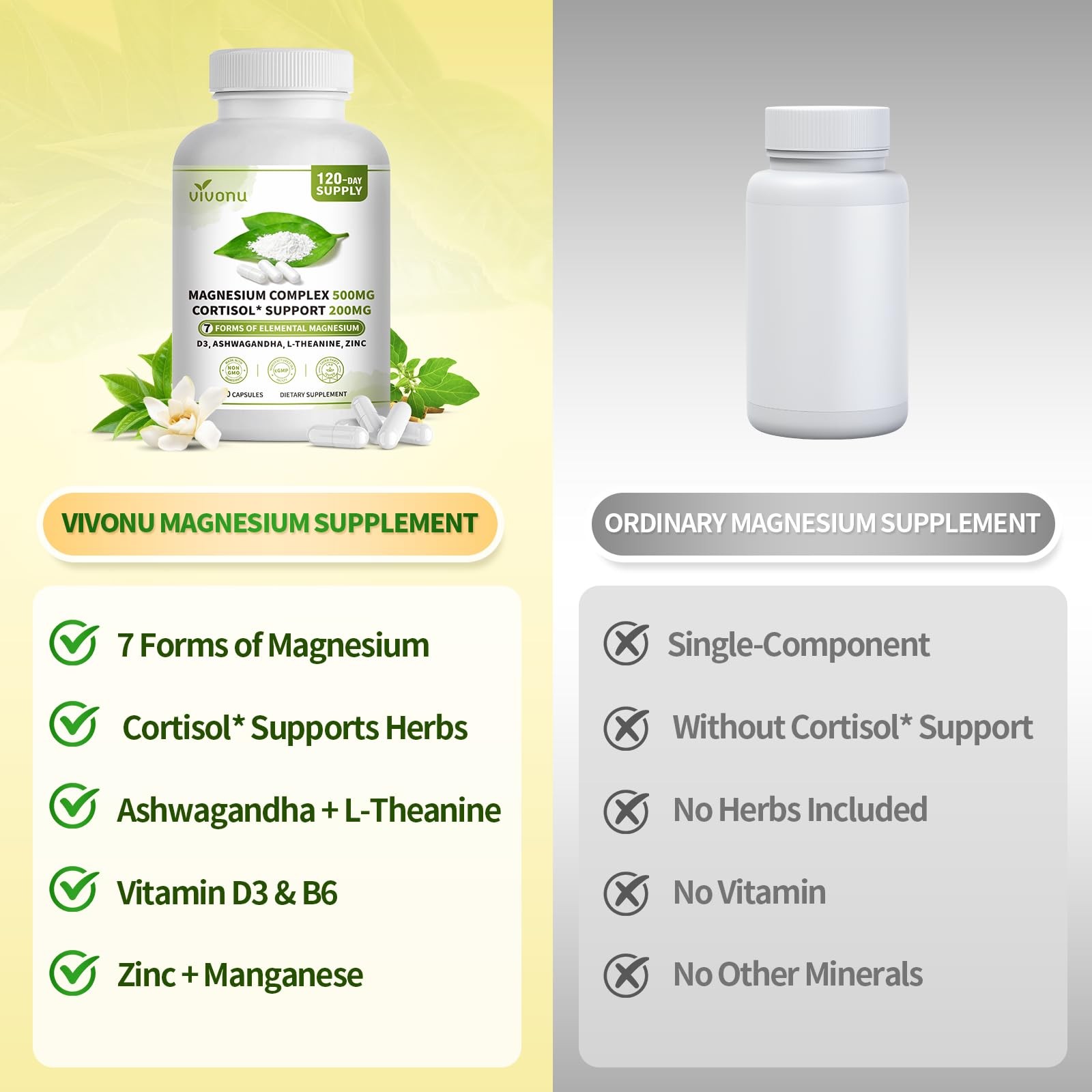 VivoNu Magnesium Complex for 240 Count (Pack of 1), 240 Capsules / 1 Bottle