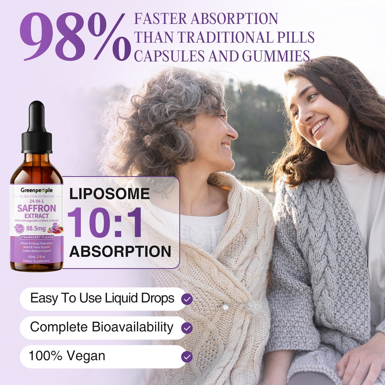 1/2/4/6x Saffron Supplements 88.5 mg – Mood, Brain & Vision Support 2FL.OZ