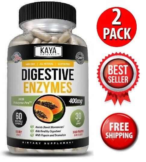 (2 Pack) Digestive Enzymes w/ Prebiotic & Probiotics, Gas, Constipation & Bloat