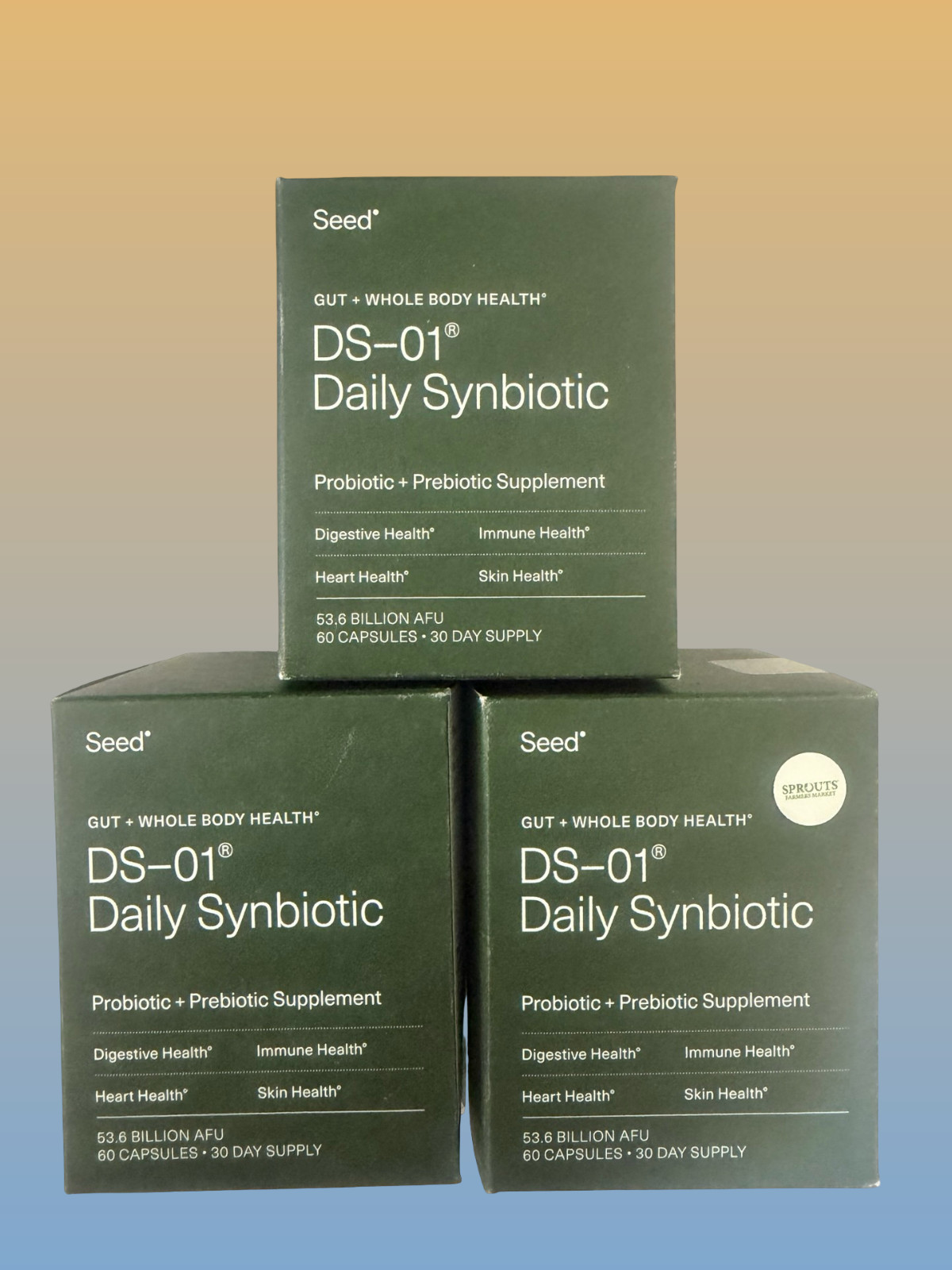 Lot Of 3 – SEED DS-01 DAILY SYNBIOTIC PROBIOTIC 60 capsules SEALED SHIPPING