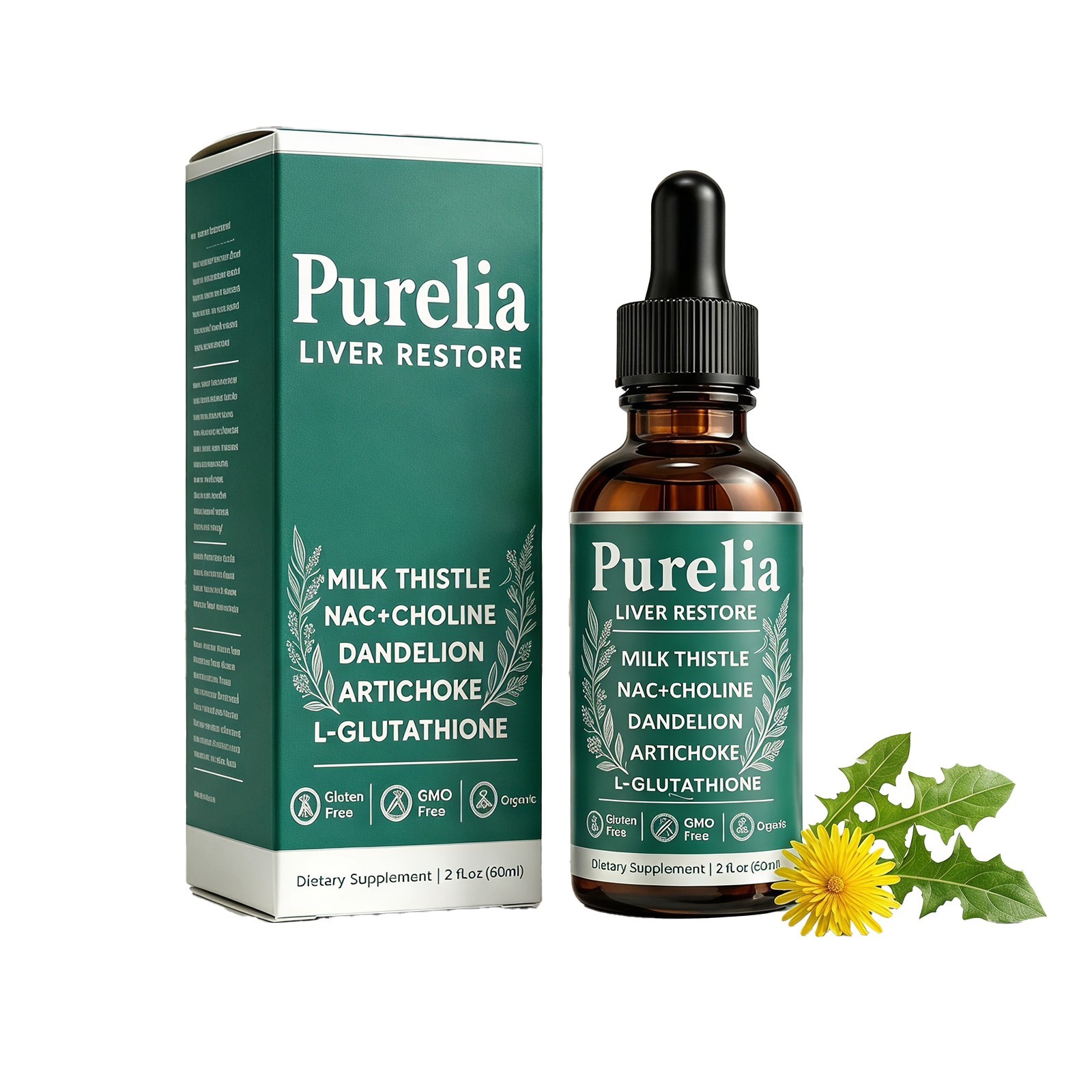 Purelia Liver Restore Drops Complete Liquid Liver Support Supplement