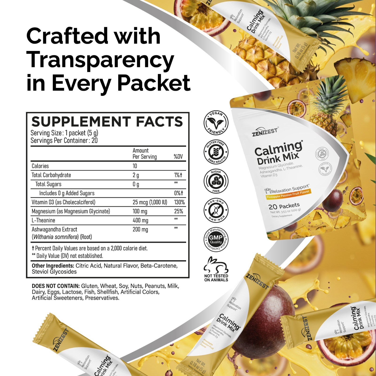 ZeniZest Calming Drink Mix Powder – Natural Cortisol Balance