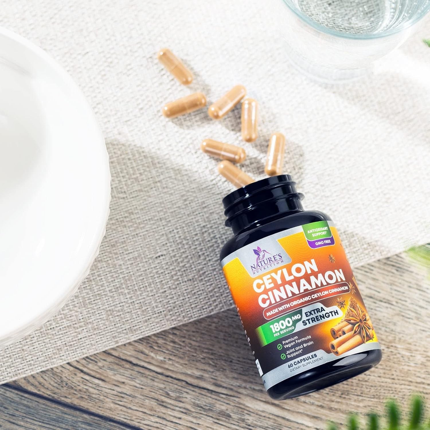 Organic Ceylon Cinnamon Supplement 1800mg Certified Organic Ceylon Cinnamon Pill