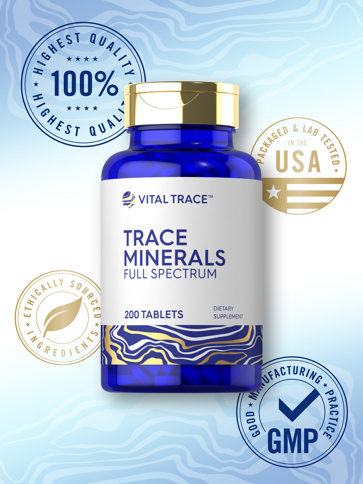 Trace Minerals | 200 Tablets | Non-GMO & Gluten Free | by Vital Trace