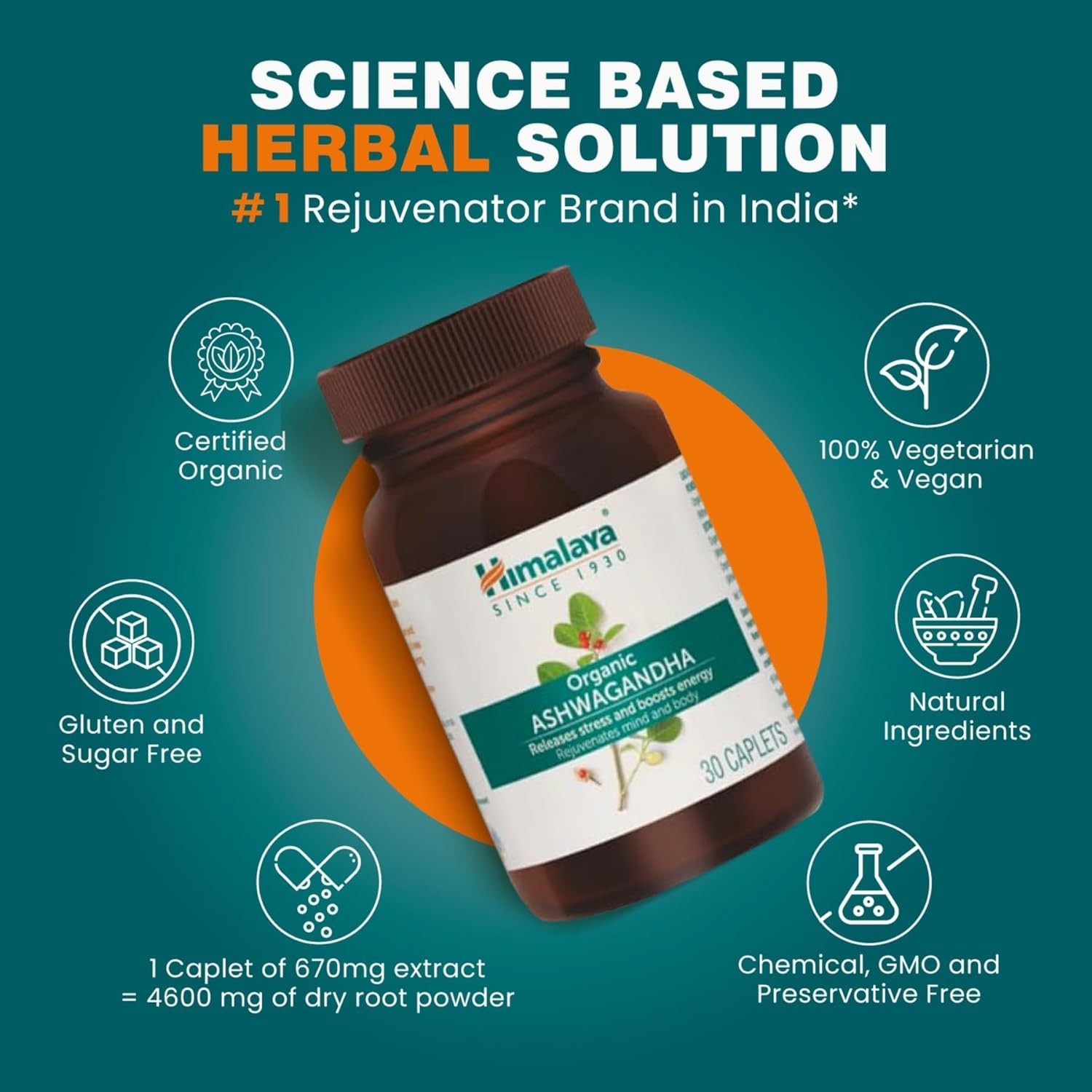 Himalaya Organic KSM – 66 Ashwagandha 670mg 120 Tablets Pack of 2 Stress Relief