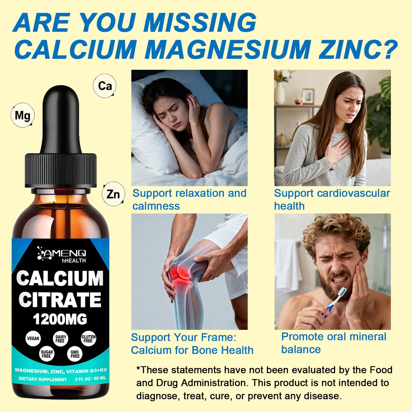 Calcium Citrate Supplement for Women, 1200 mg 2 Fl Oz (Pack of 1)