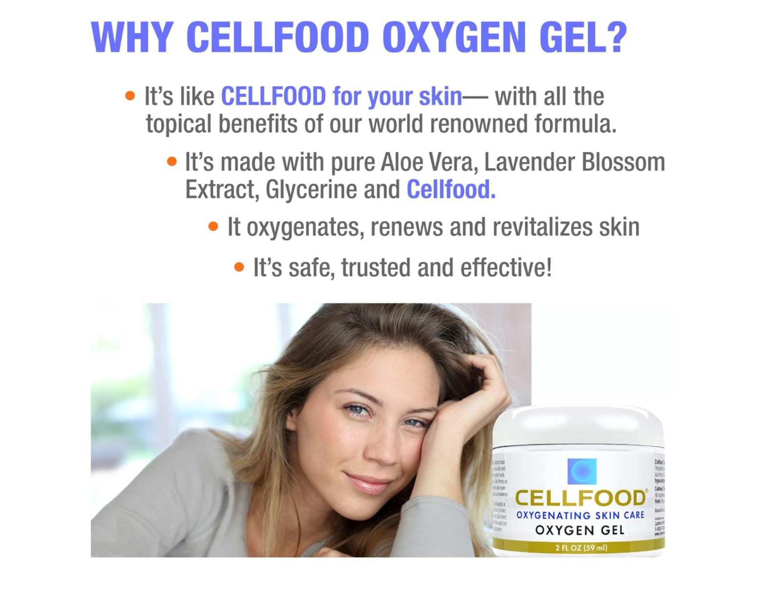 CELL FOOD Oxygen Gel, 2 fl oz – Nutrient Rich Provides Moisture & Protection NEW