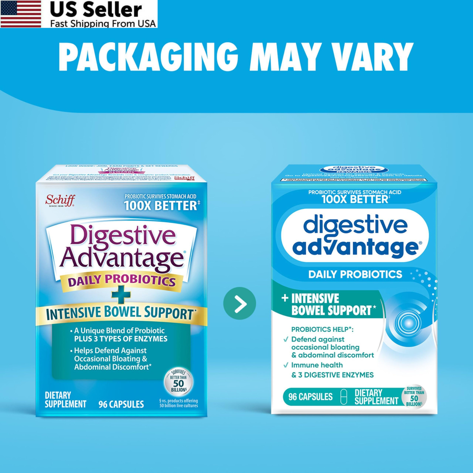 Digestive Advantage IBS Probiotics For Women and Men, 96 Count (Pack of 1)