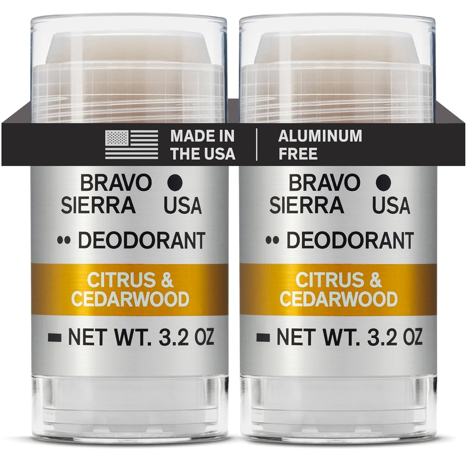 Aluminum-Free Deodorant for Men by Bravo Sierra, 2-Pack 3.2 Ounce (Pack of 2)