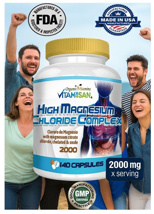 Triple Magnesium Complex 2000mg 140 capsules Organic Vitamins Vitamisan Citrate
