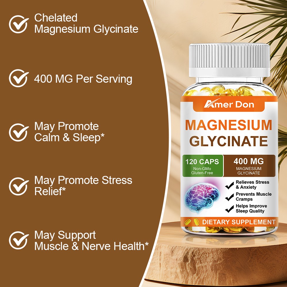 Magnesium Glycinate 400mg – Chelated High Absorption, Gluten-Free, Non-GMO