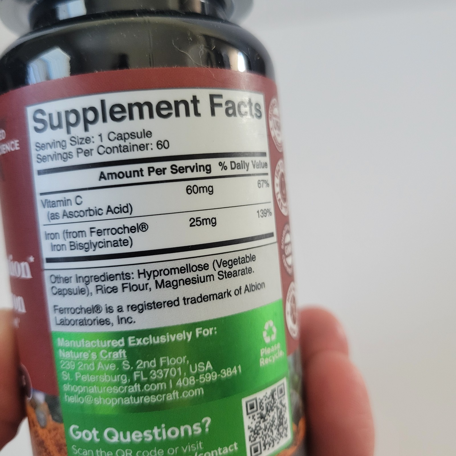 Chelated Iron, 100 Tablets (25 mg per Tablet)