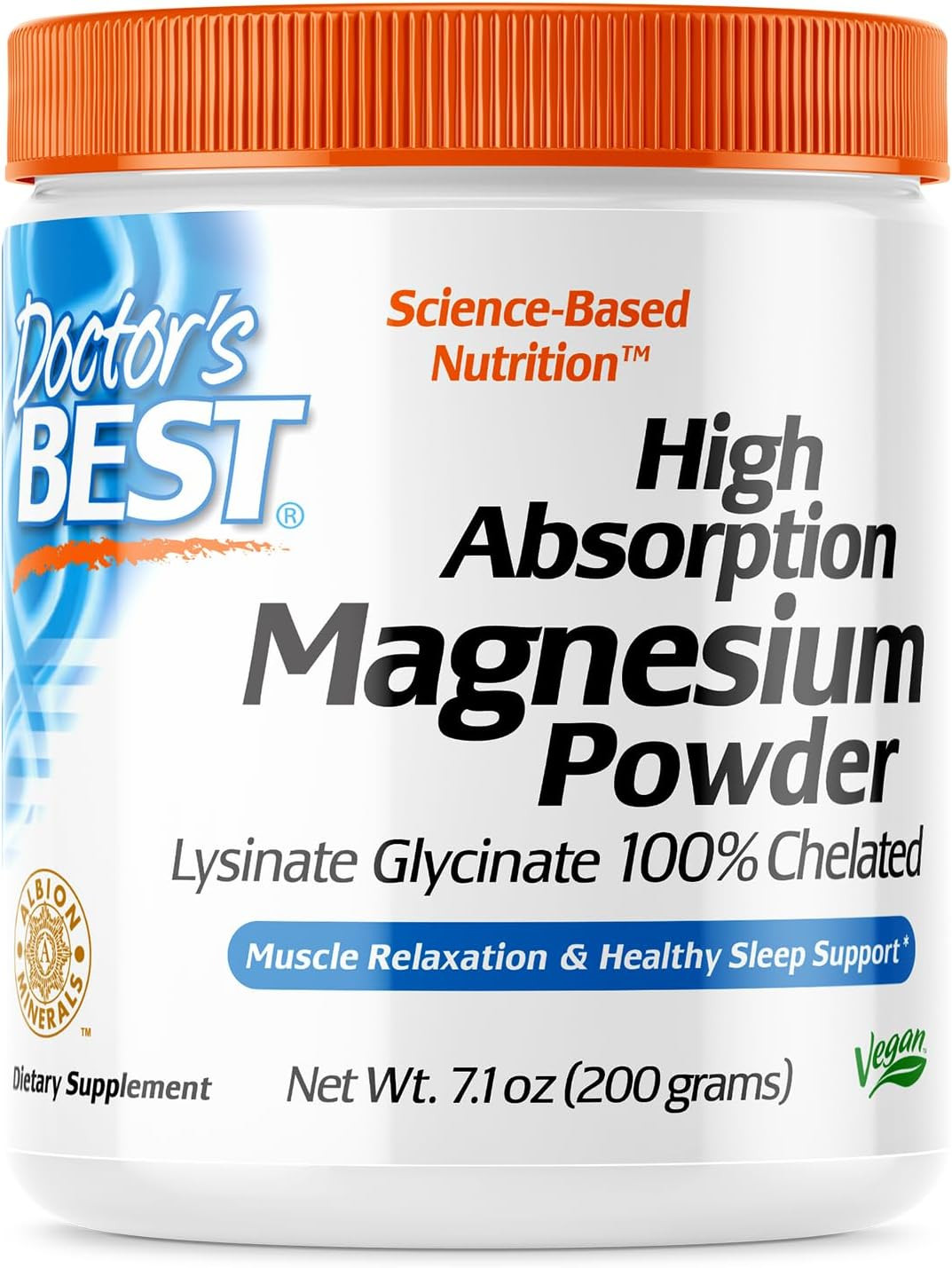 Doctor’s Best High Absorption Magnesium Powder,100% Chelated Non-GMO 7.1 Ounce