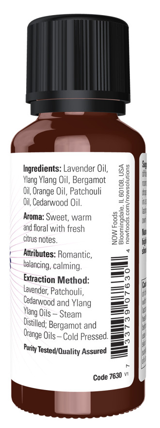 Now Foods Bottle Bouquet Romance Essential Oil Blend 1oz For Diffusers & Burners