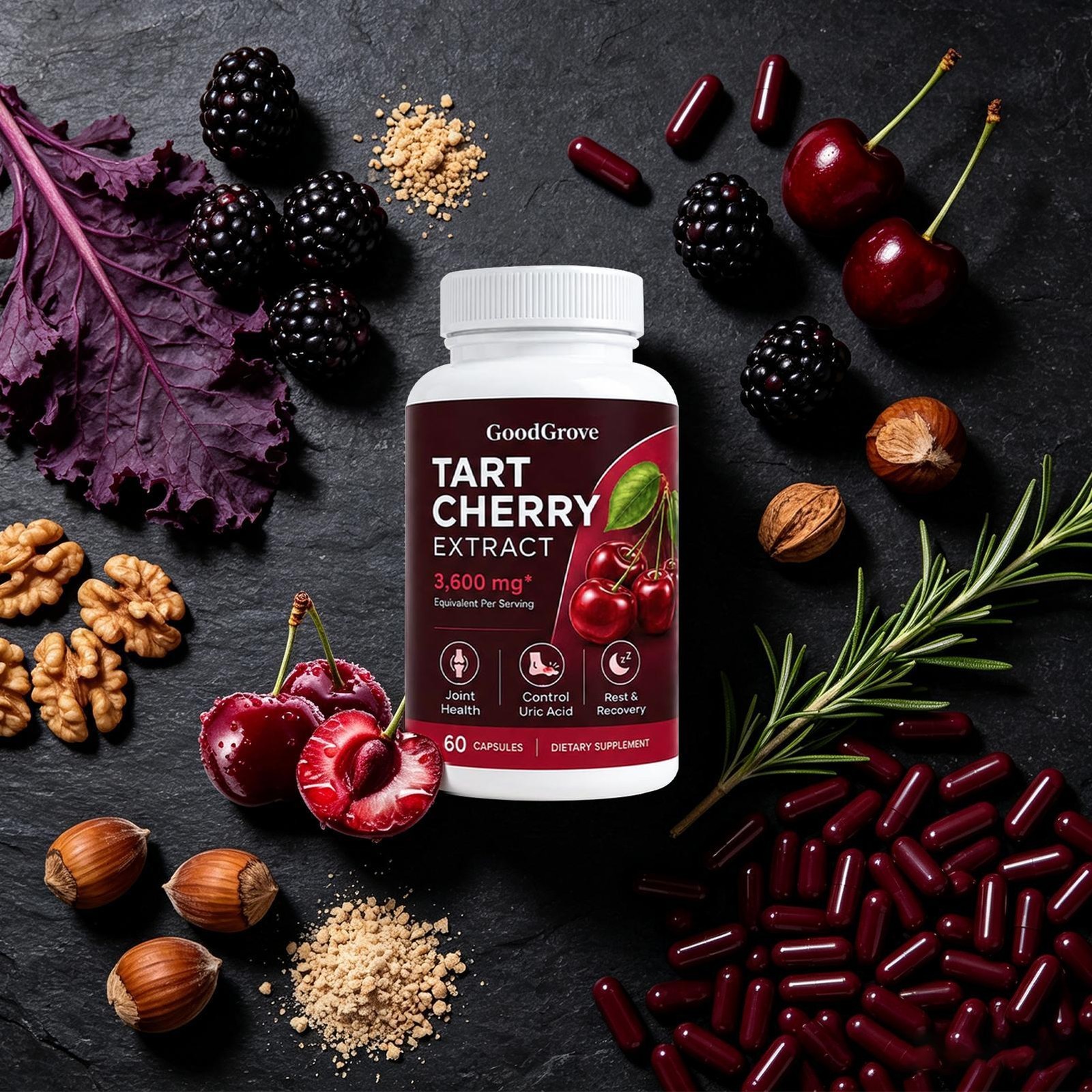 2Pcs Good Grove Tart Cherry Extract,Goodgrove Tart Cherry Cold Extracted,60Ct