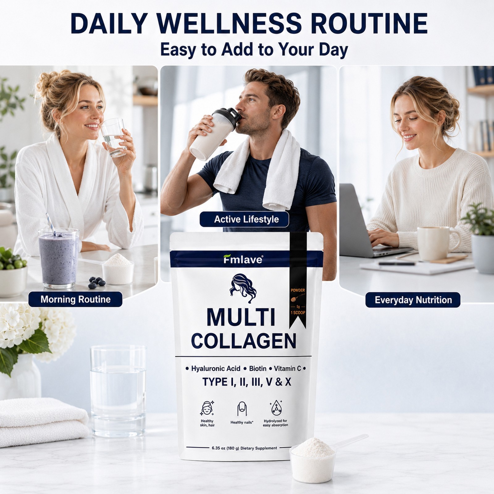 4x Multi Collagen Powder 1500mg – with Biotin Hyaluronic Acid Vit C 144 Servings