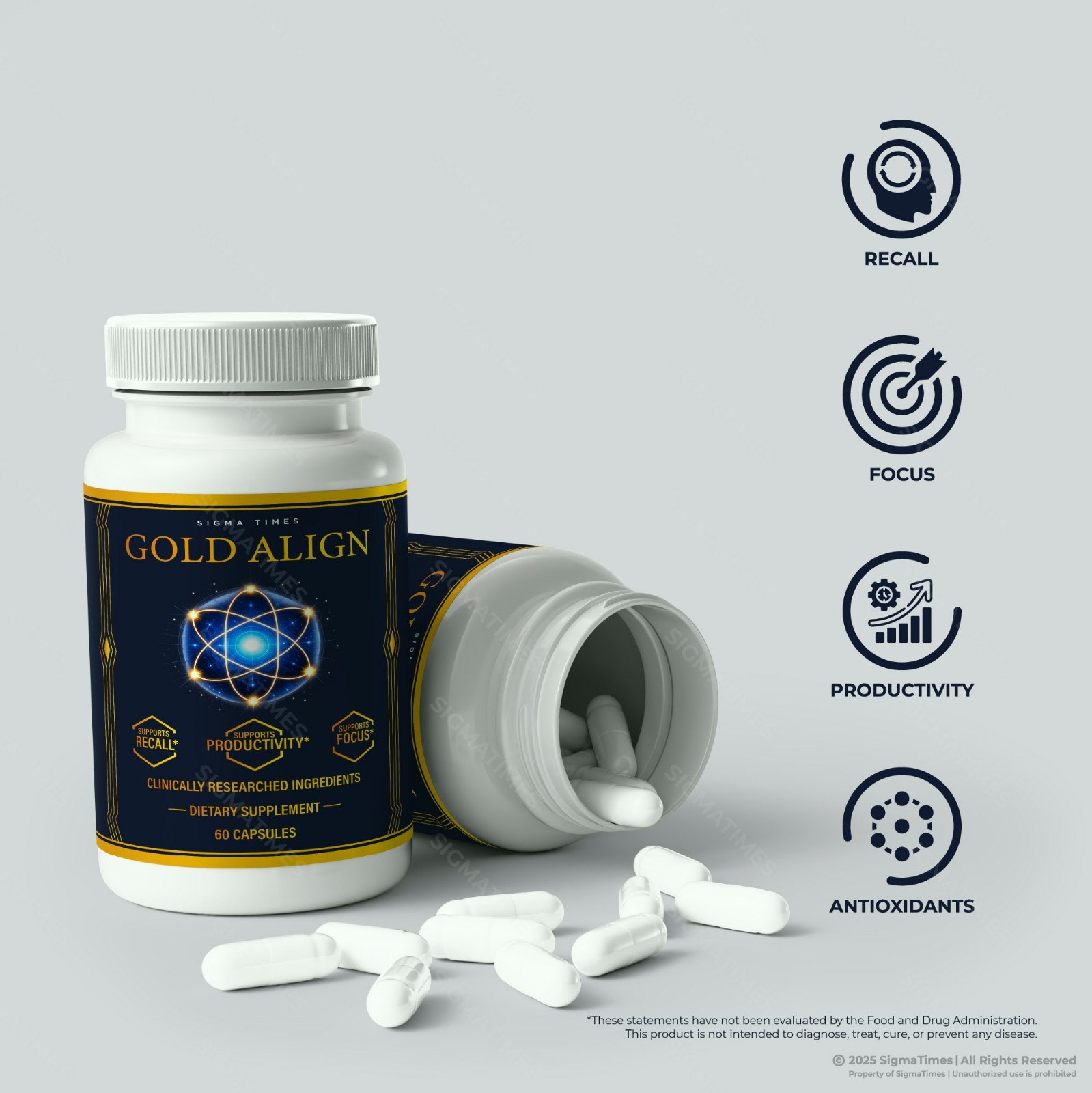 Gold Align Capsules, Official Formula, Brain Health & Memory Support – 2 Pack