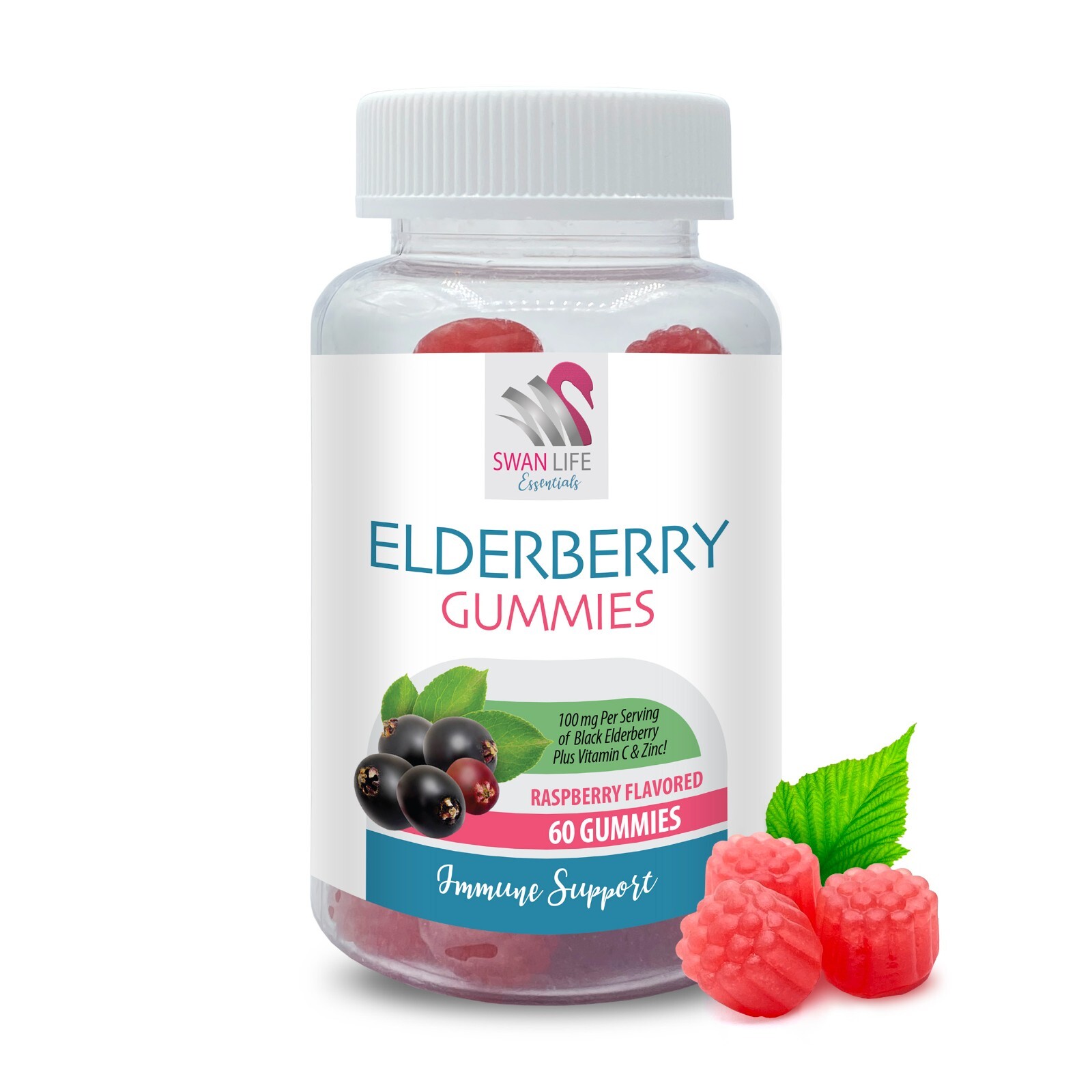 Fruity flavor – ELDERBERRY GUMMIES – Anytime energy 1 Bottles 60 Gummies