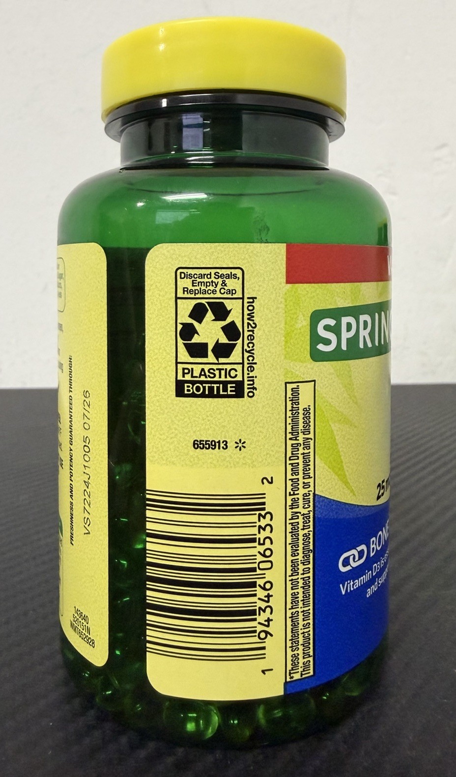Spring Valley Vitamin D3 1000 IU Softgels, 450 Count – Expires: 07/2026 Sealed!