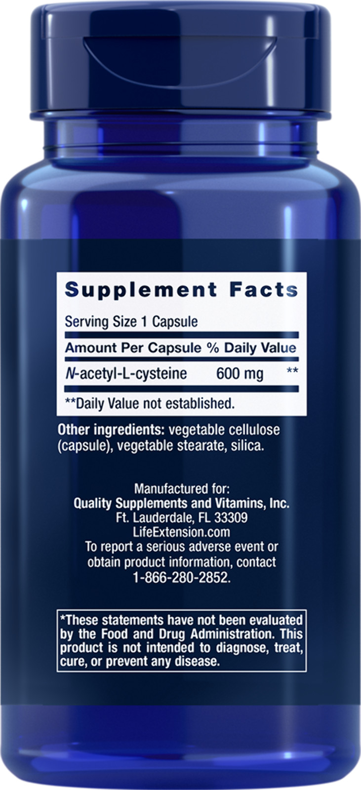 N-Acetyl-L-Cysteine 600 mg 4 bottles 240 caps total Box O’ NAC Life Extension