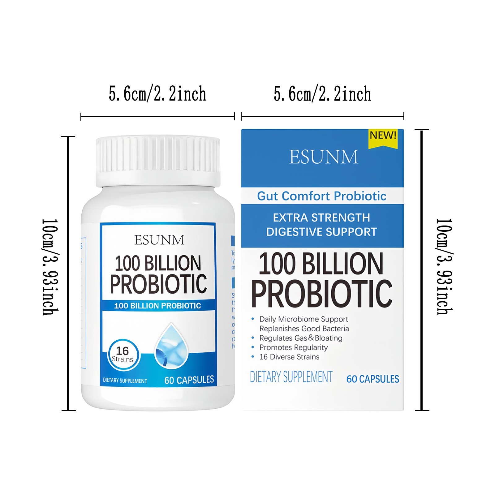 ESUNM Gut Balance Probiotics – Digestive & Gut Health Supplement,60ct