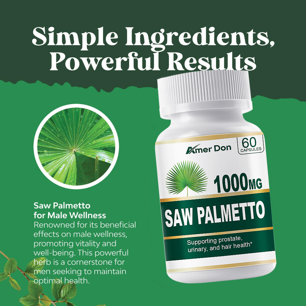 Saw Palmetto 1000mg Capsules Prostate UTI Urinary Tract Hair Loss US STOCK