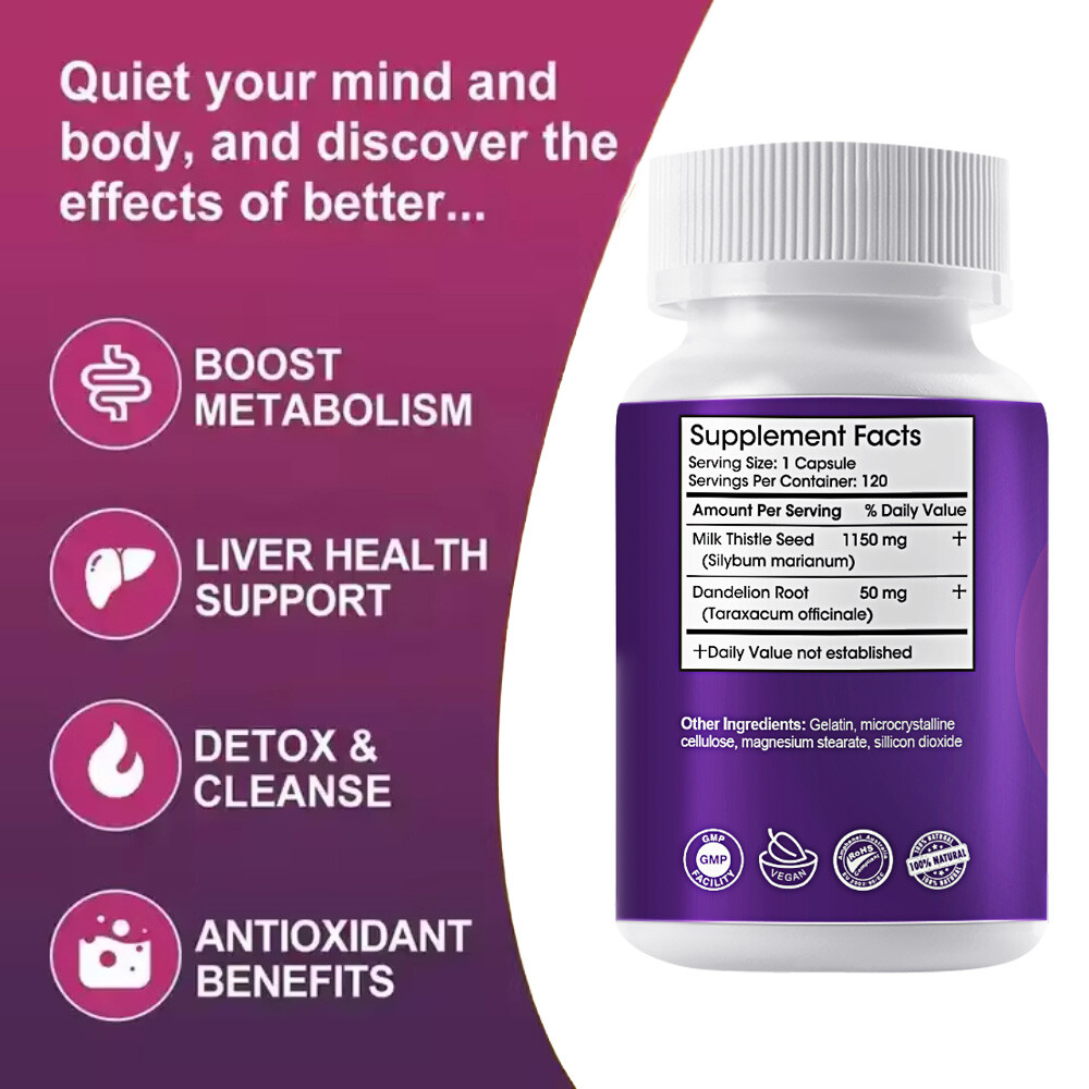 Milk Thistle (Silymarin) Extract 1150 mg liver cleanser liver detox cardio 120Pc