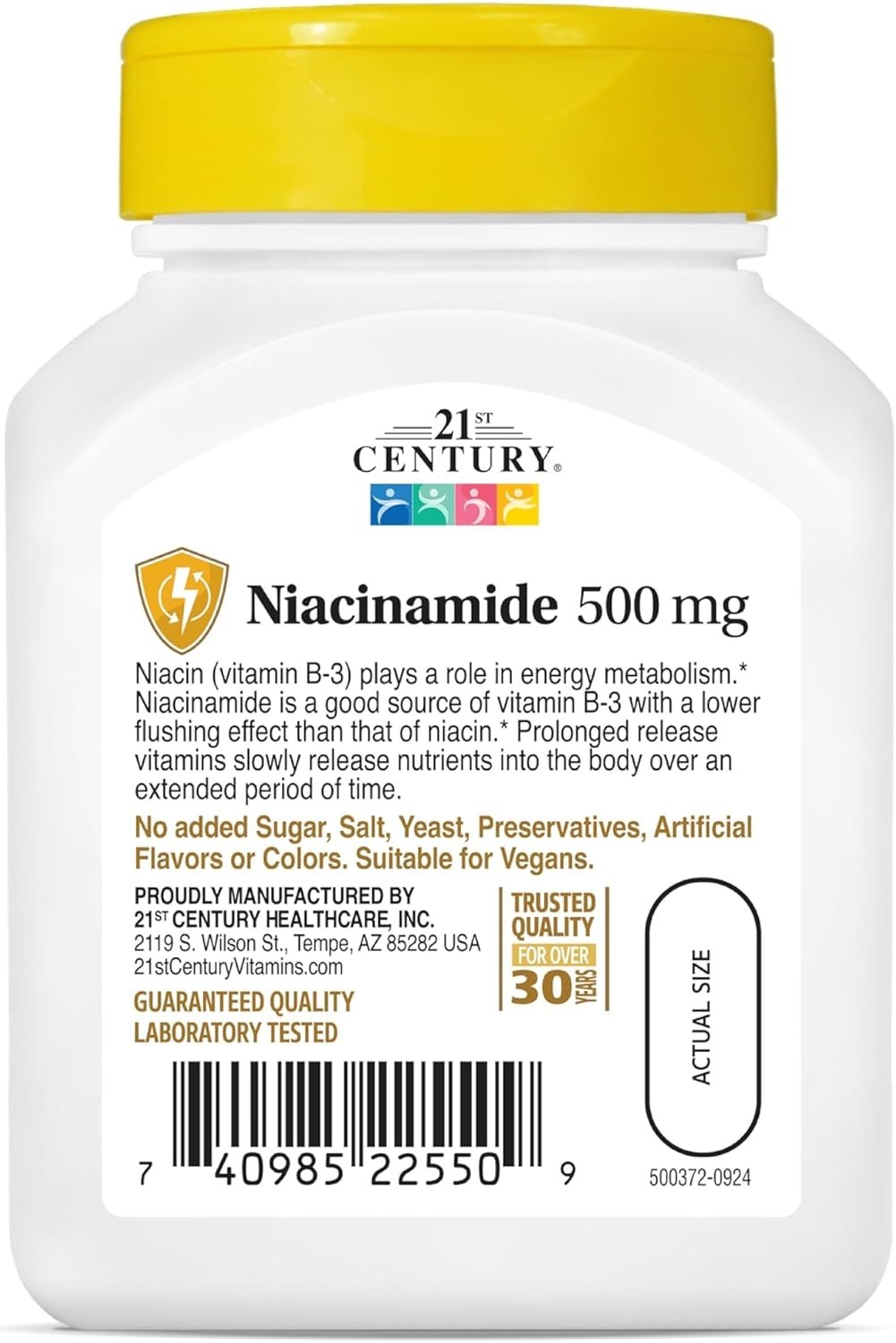 Prolonged Release 500 mg Niacinamide – 110 Count Tablets for Daily Energy Boost