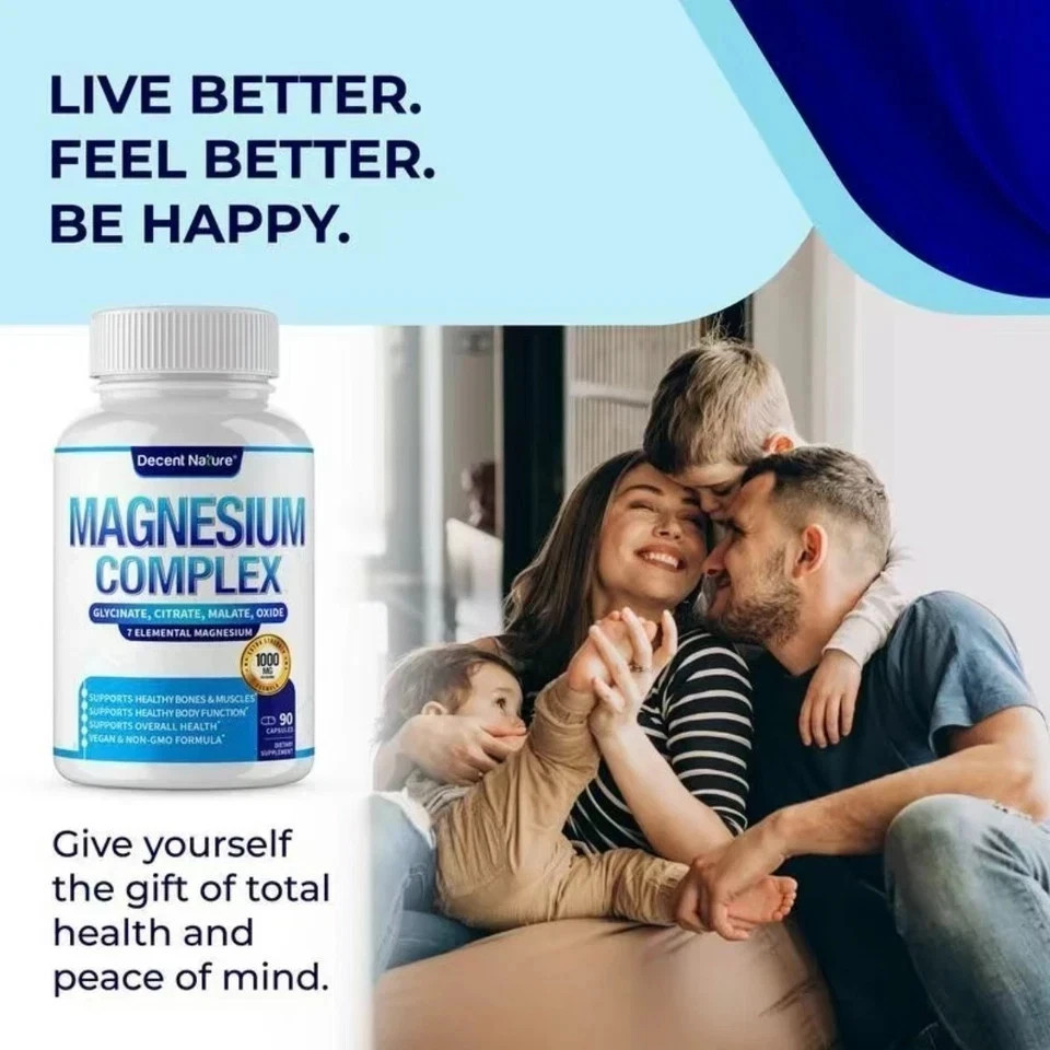 Decent Nature Magnesium Complex, 1000mg, 7 Elemental Magnesium, 90 Capsules
