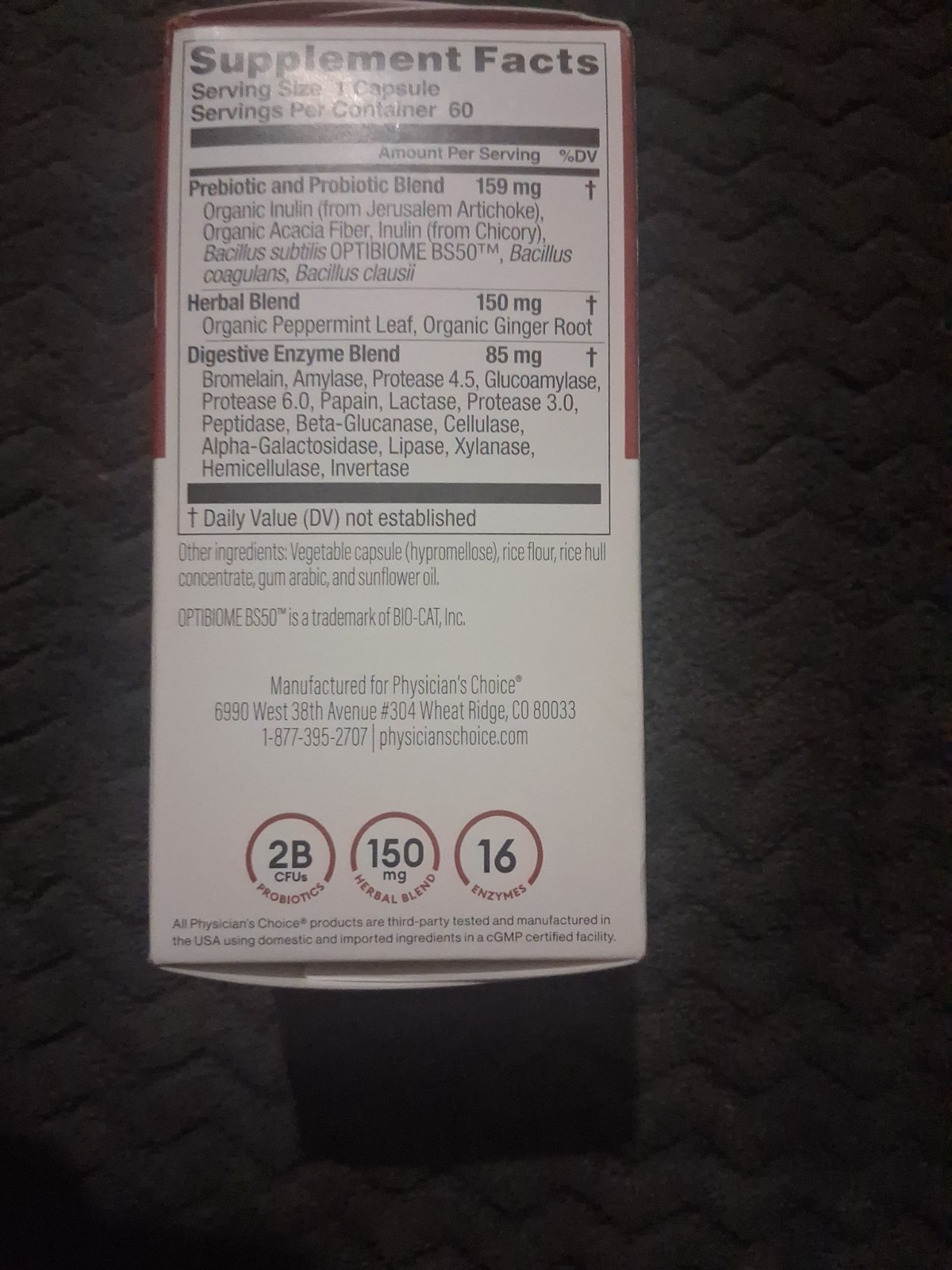 Physician’s Choice Digestive Enzyme Blend Pre + Probiotics 60 Capsules 5/2027