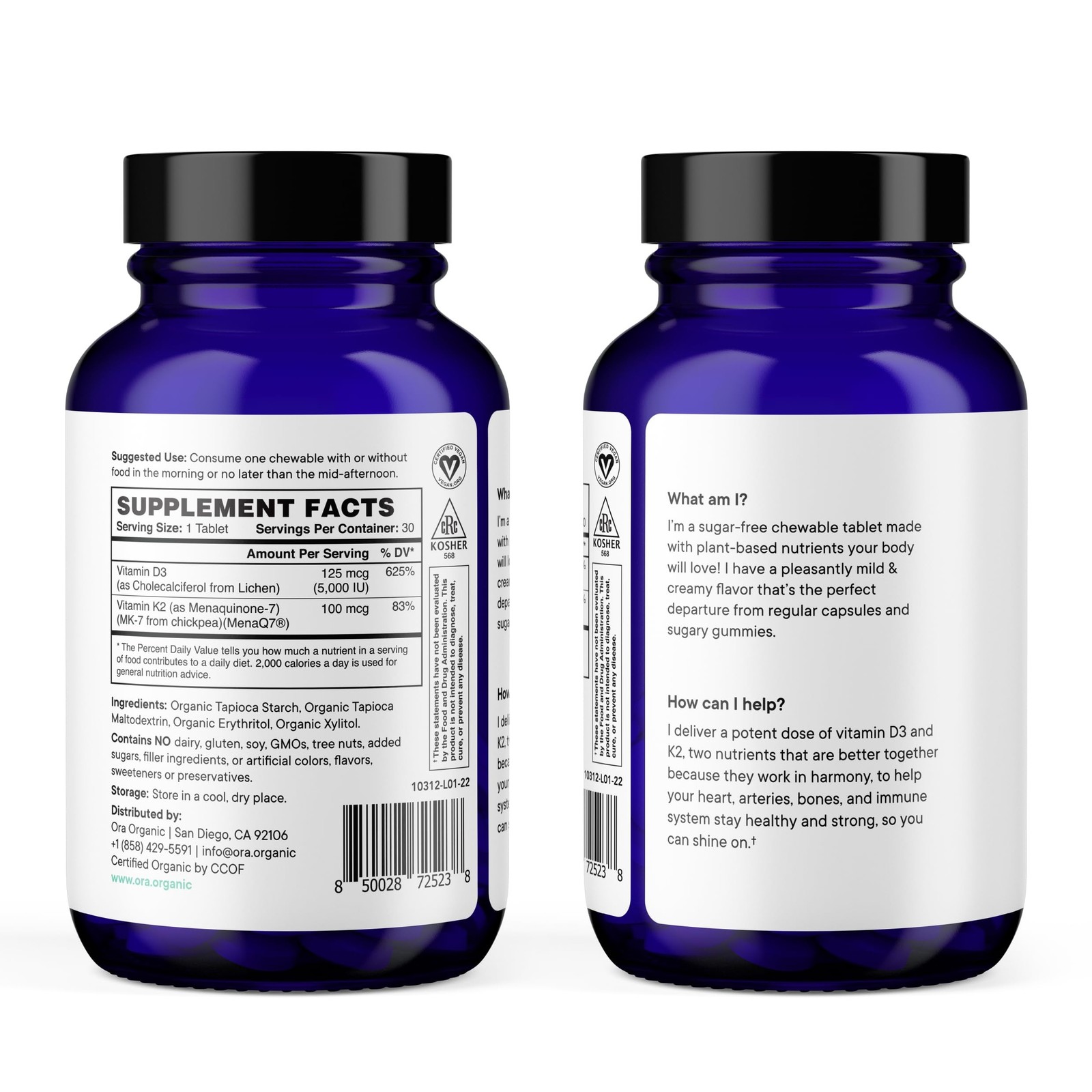 Ora Organic Vitamin D3 5000IU + K2 – Vegan Vitamin D from Lichen and K2 from …