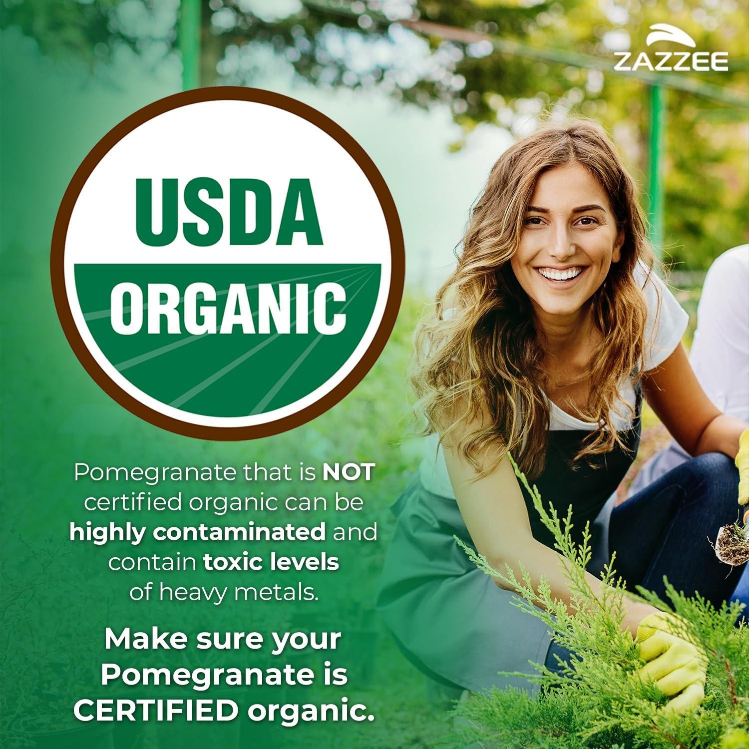 Zazzee USDA Organic Pomegranate 20:1 Extract 7000mg 40% Ellagic Acid