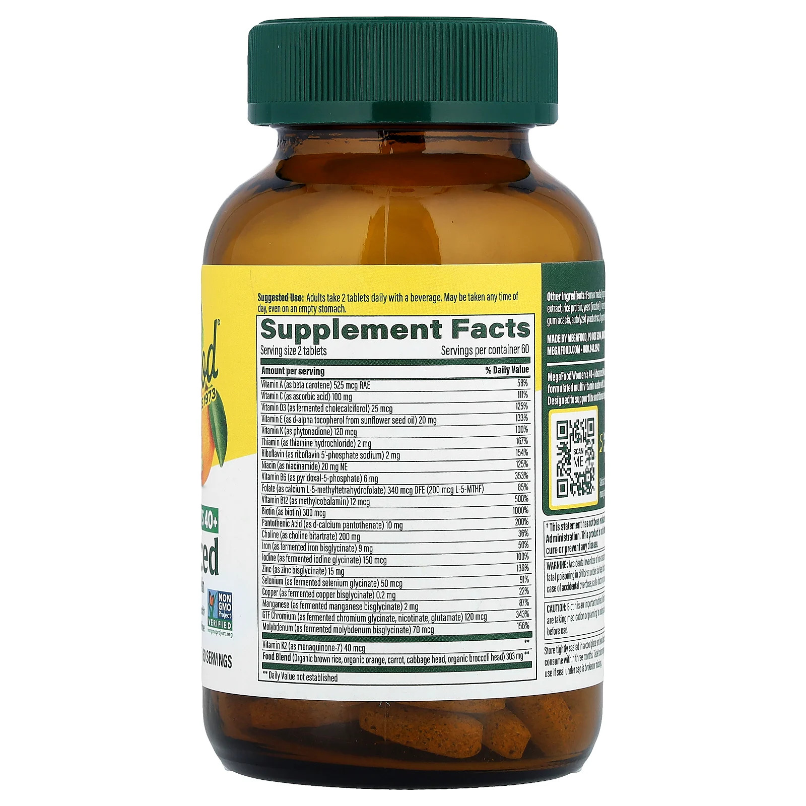 MegaFood Multi for Women 40 120 Tablets Dairy-Free, Gluten-Free, Kosher, NSF