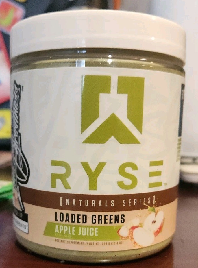 RYSE LOADED GREENS APPLE JUICE (10.7 OZ) 303G 30-SERVINGS SUPERFOOD EXP 10/2025