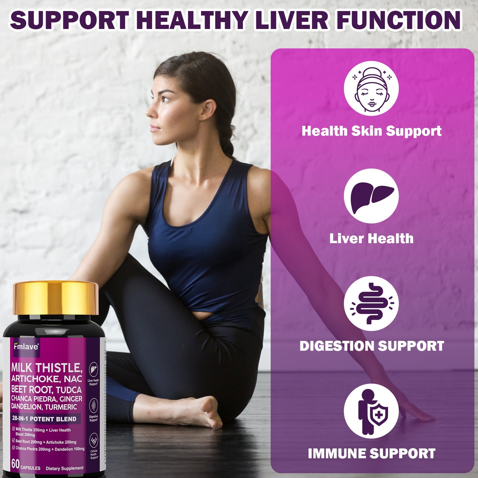 NAC Dandelion TUDCA 60ct Liver Detox Milk Thistle Beet Root Zinc Turmeric Ginger